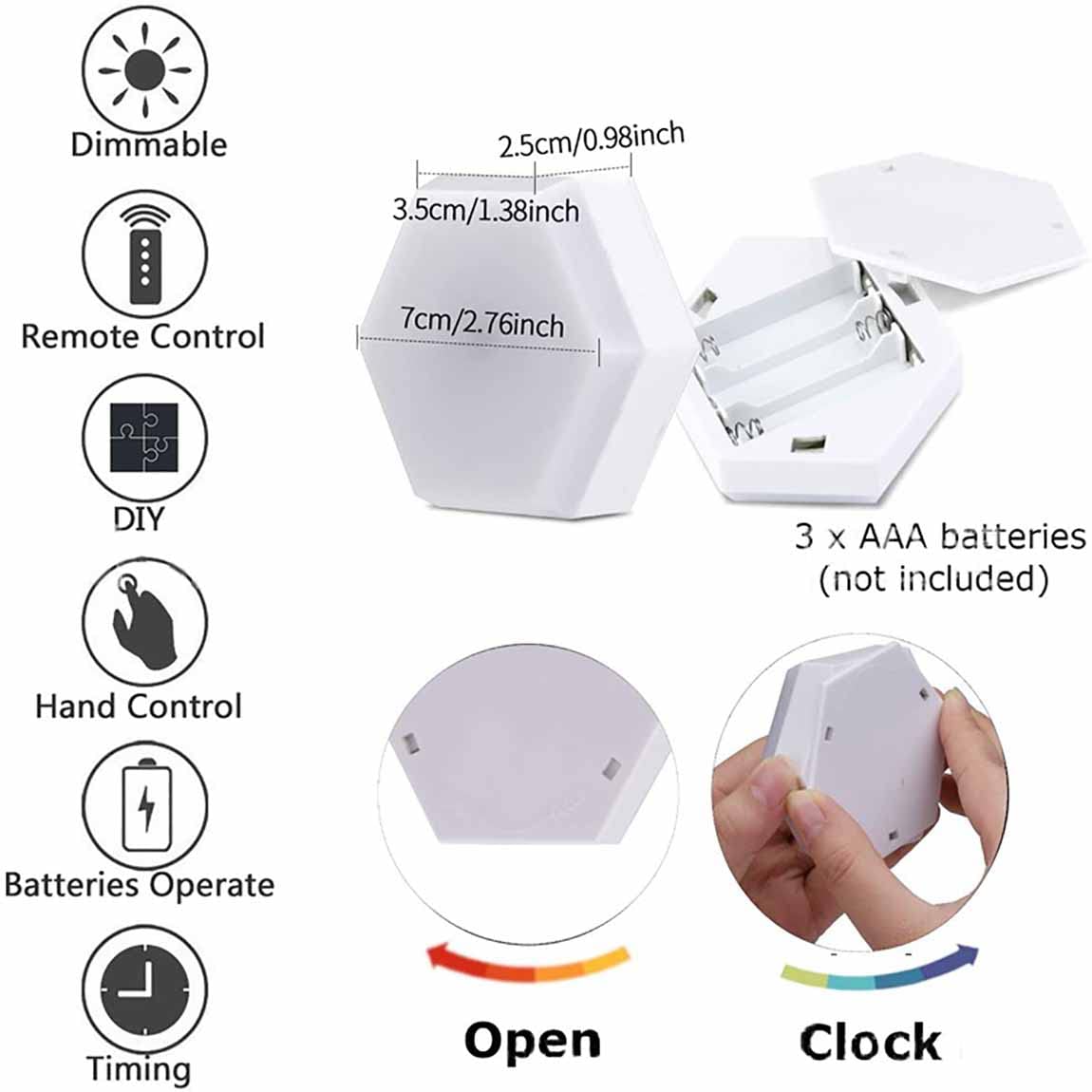 Set De Luces Led Con Control De Mando x 3 Unidades + Envío Gratis DISPONIBLE VERSION HEXAGONAL