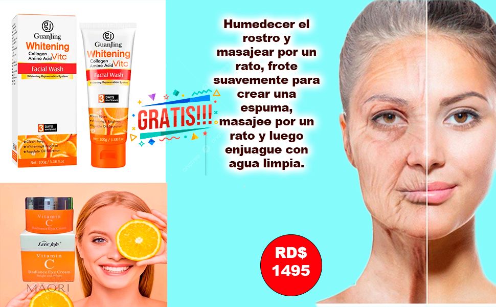 COMBO CREMA ANTIARRUGAS VITAMINA C LOVE JOJO Y LAVADO FACIAL DE REGALO