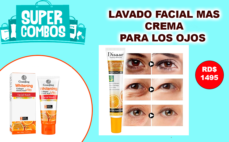 Nuevo combo vitamina c para ojos mas lavado facial vitamina C