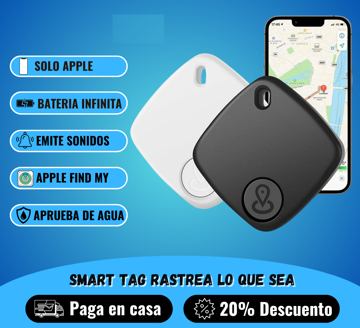 buscador inteligente de objetos,exclusivamente con iOS mediante la app Apple Find My.
