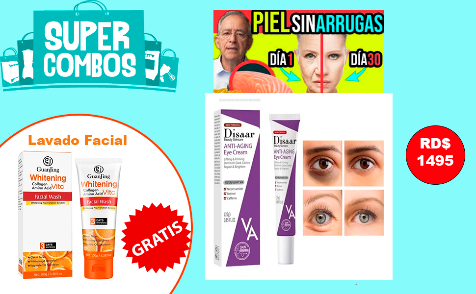 COMBO CREMA ANTIARRUGAS beauty skincare Y LAVADO FACIAL DE REGALO