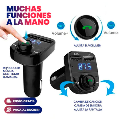 TRANSMISOR BLUETOOTH CON CARGA RÁPIDA PARA CARRO