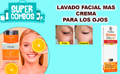 COMBO CREMA ANTIARRUGAS VITAMINA C LOVE JOJO Y LAVADO  FACIAL DE REGALO