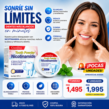 POLVO DENTAL BLANQUEADOR DE DIENTES NICOTINAMIDE