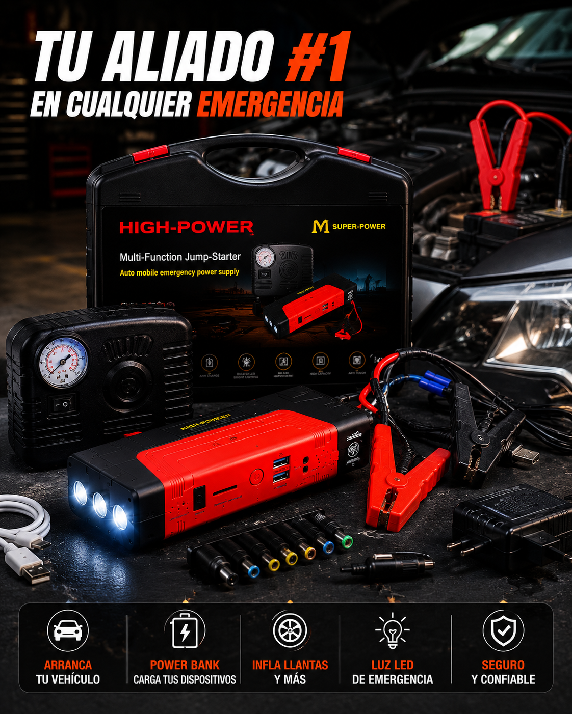 Jumper de Batería y Compresor