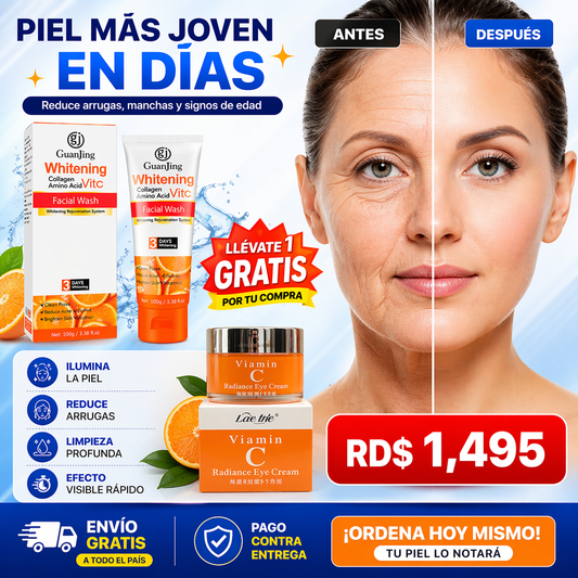 COMBO CREMA ANTIARRUGAS VITAMINA C LOVE JOJO Y LAVADO  FACIAL DE REGALO