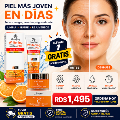COMBO CREMA ANTIARRUGAS VITAMINA C LOVE JOJO Y LAVADO  FACIAL DE REGALO