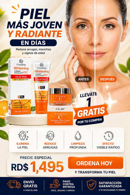 COMBO CREMA ANTIARRUGAS VITAMINA C LOVE JOJO Y LAVADO  FACIAL DE REGALO