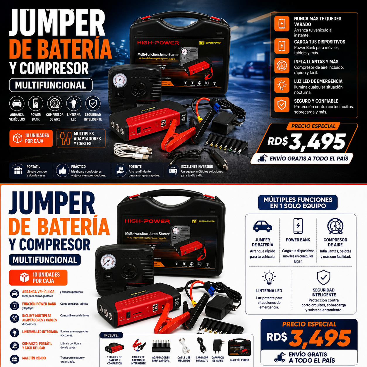 Jumper de Batería y Compresor