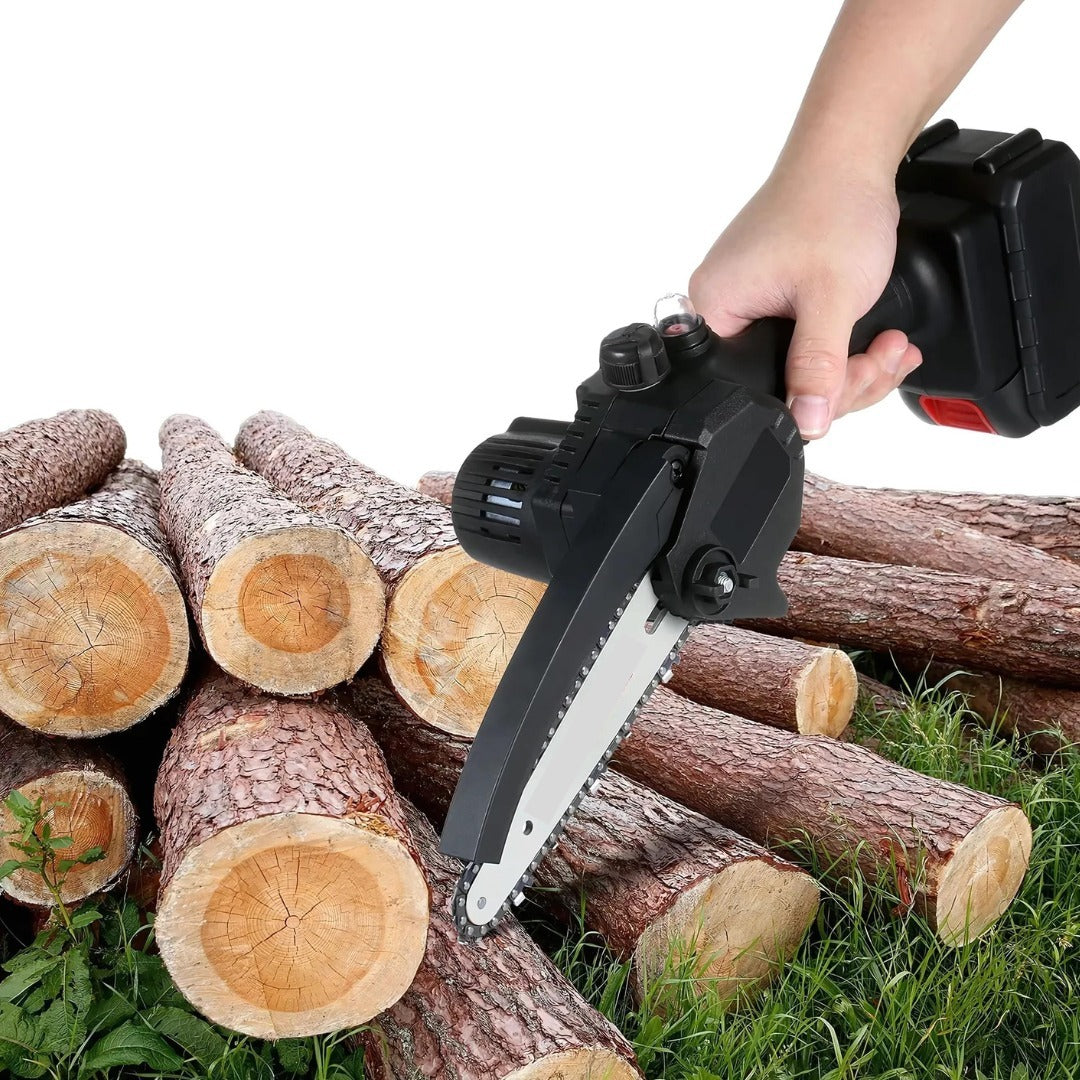 Mini motosierra portátil dos baterías