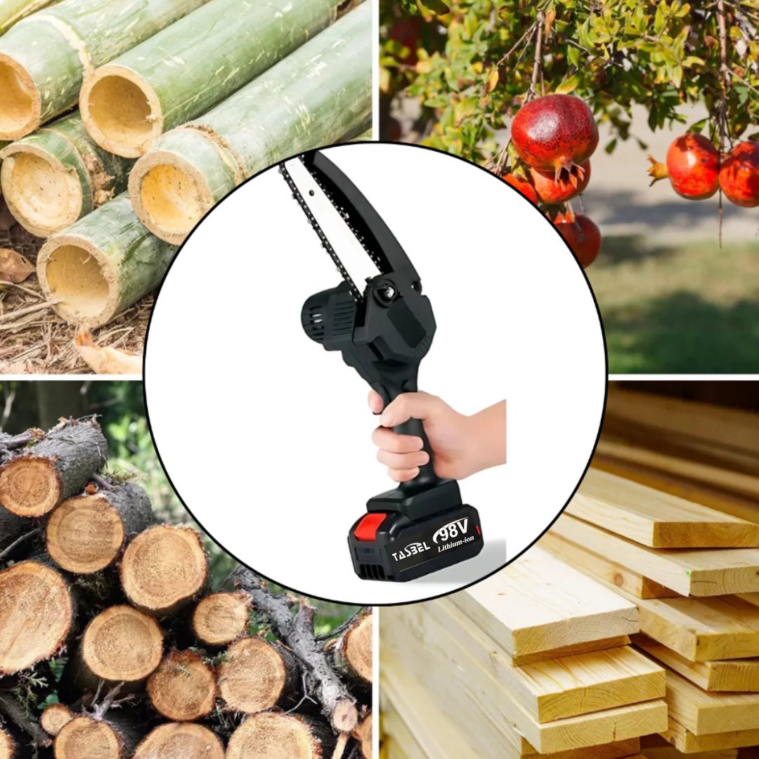 Mini motosierra portátil dos baterías