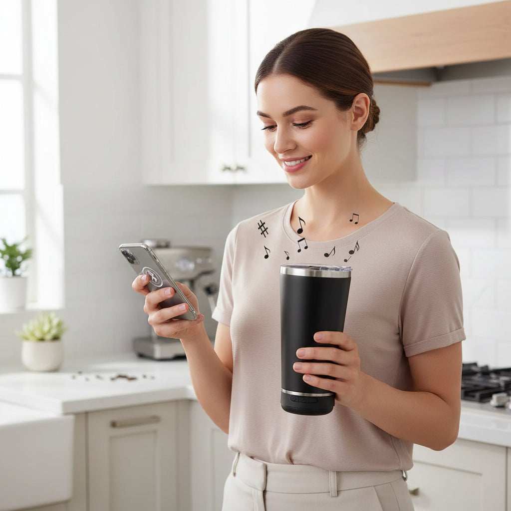 Vaso inteligente con parlante Bluetooth integrado 🔊☕