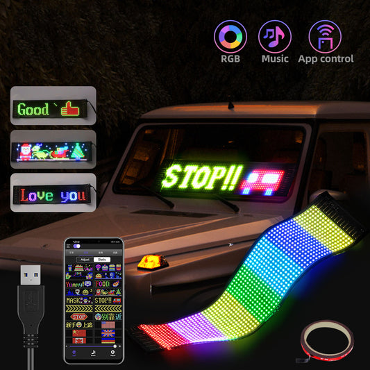 Pantalla LED Flexible 37.4 cm x 9.2 cm  para Auto Personalizable con Conexión USB